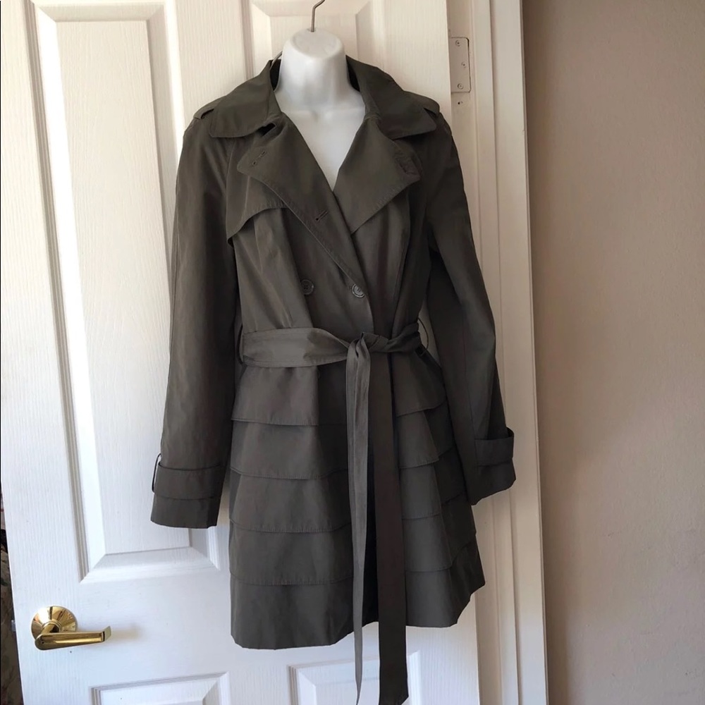 INC green double breasted trench.